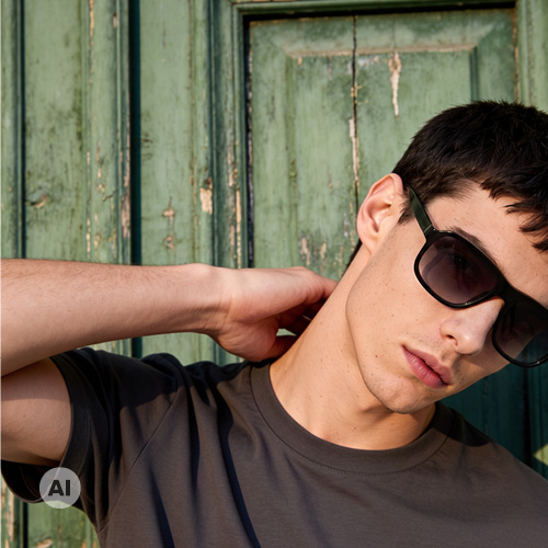 m&auml;nnliches Model tr&auml;gt eine FRAIMS Sonnenbrille