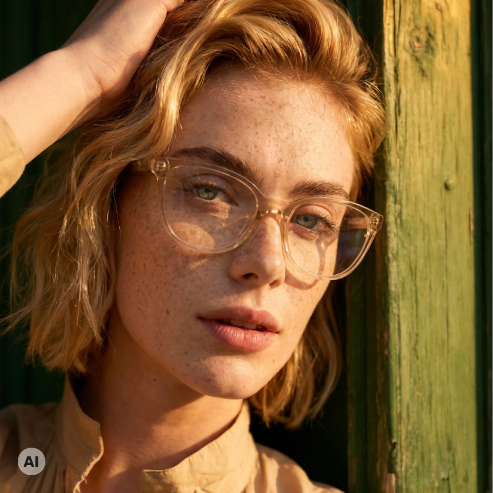 weibliches Model tr&auml;gt eine FRAIMS Brille